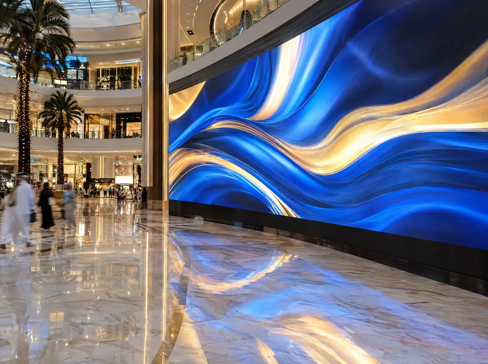 جدار LED منحني في مول